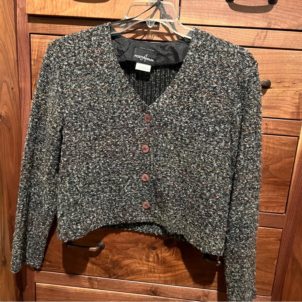 Vintage Positive Attitude button down sweater